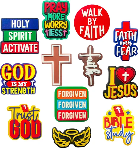 12 dijes cristianos para zapatos, accesorios y alfileres - Regalos para mujeres, adolescentes, niñas, niños y adultos Dijes de zapatos de Jesús