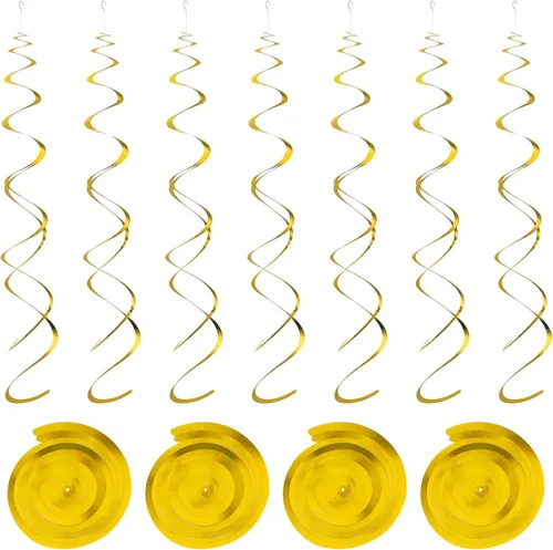 Miniatura 19 de MECCANIXITY 18 espirales colgantes de doble tira negra para fiesta, decoración colgante de 27.6 pulgadas, serpentinas de techo de plástico
