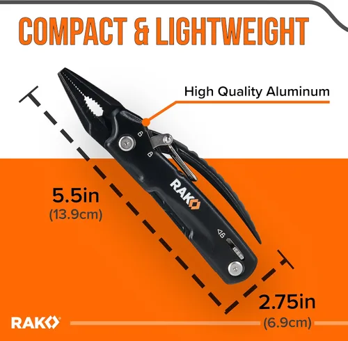 Miniatura 3 de RAK Pro Tools - Alicates multiherramienta – Regalos únicos geniales para papás que lo tienen todo – Multiherramienta compacta de supervivencia DIY