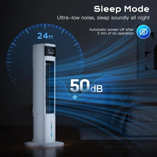 Miniatura 6 de Aire acondicionado portátil 3 en 1 para habitación, enfriador de aire evaporativo, 4 modos, 3 velocidades/temporizador de 24 horas, unidad de CA