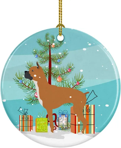 Miniatura 34 de Caroline's Treasures Bulldog inglés «Merry Christmas» adorno de cerámica para árbol de Navidad, decoración colgante para el hogar, Navidad, fiestas