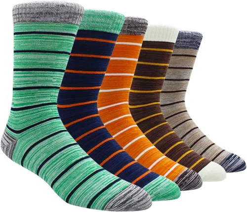 Miniatura 10 de TOEJYJ Calcetines de vestir divertidos para hombre, paquete de calcetines casuales divertidos, coloridos calcetines de algodón a rayas, talla 10-13