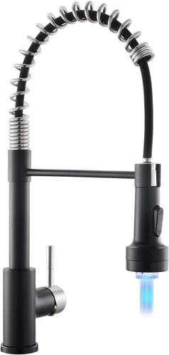 Miniatura 12 de GIMILI Grifo de cocina con pulverizador desplegable orificio único grifo de fregadero de acero inoxidable, adecuado para granjas, RV, lavandería