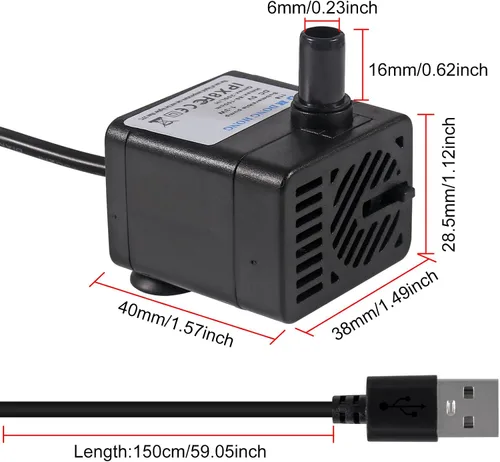 Miniatura 5 de DIANN 2 unids mini bomba de agua DC 5V bomba sumergible USB pequeña fuente bomba 3W para acuarios pecera acuario fuente de flujo ajustable