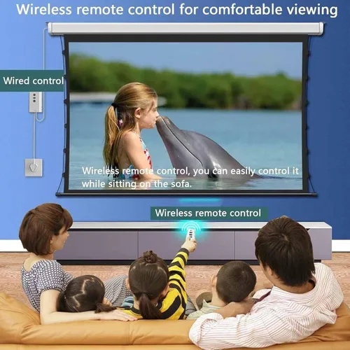 Miniatura 3 de Motorised Tela Proyector (Electric Projector Screen) 16:9 4k HD Portable Extensible Screen,Remote + Wired Control,Ceiling-Mounted for Theater &