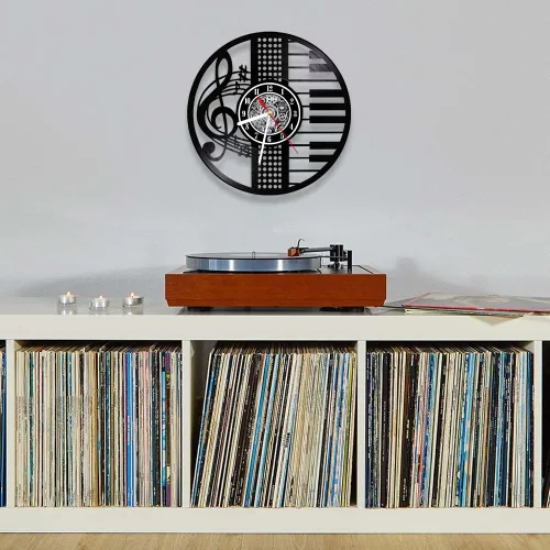 Miniatura 8 de The Geeky Days Treble Clef Musical Notes LED Illuminated Vinyl Record Wall Clock for Music Room Studio Artistic Home Decor Illuminated Timepieces