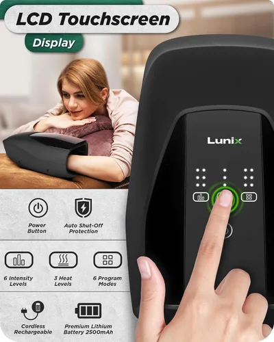 Miniatura 7 de Lunix LX29 Masajeador de manos eléctrico inalámbrico con Shiatsu, calor y compresión, terapia de puntos de presión para artritis, alivio del dolor
