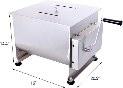 Miniatura 4 de Hakka - Mezclador manual de carne de doble eje (45 libras/22,5 L)