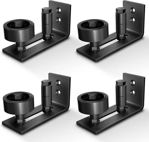 Miniatura 9 de EaseLife - Juego de 2 guías de suelo para puerta de granero, 8 opciones de montaje, sistema de montaje en pared, rodillo de permanencia ajustable