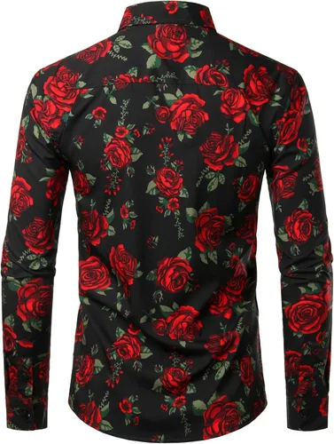 Miniatura 2 de ZEROYAA Camisas de vestir de manga larga con botones y diseño urbano de moda para hombre