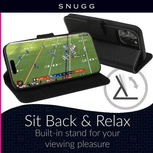 Miniatura 8 de Snugg Funda tipo cartera para iPhone 15 Plus – Funda plegable con 3 ranuras para tarjetas, cierre magnético y función de soporte para teléfono