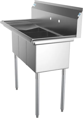 Miniatura 8 de KoolMore - SC101410-12L3 Fregadero de cocina comercial de acero inoxidable NSF de 3 compartimentos con 1 escurridor - Tamaño del tazón 10 pulgadas x