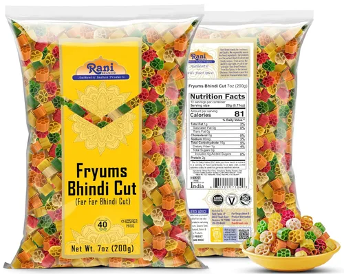 Miniatura 7 de Rani Far Far / Fryums (pellet de trigo y tapioca) Forma Bhindi 7 oz (200 g) ~ Vegano, Kosher, sin cocinar, utilizado para hacer papad, bhungra