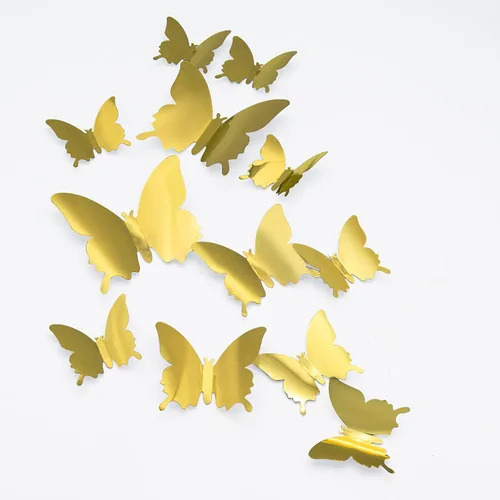 Miniatura 9 de Calcomanías 3D de pared de mariposa, 24 piezas extraíbles de 3 tamaños 3D de mariposa azul para decoración de pared, calcomanías de decoración
