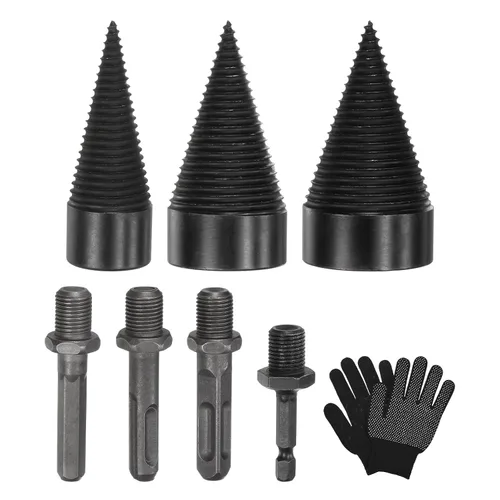 Miniatura 18 de M METERXITY Paquete de 1 broca divisora de madera de 1.260 in + 4 asas (cuadrada+redonda+vástago hexagonal+hexagonal pequeño) broca divisor de leña