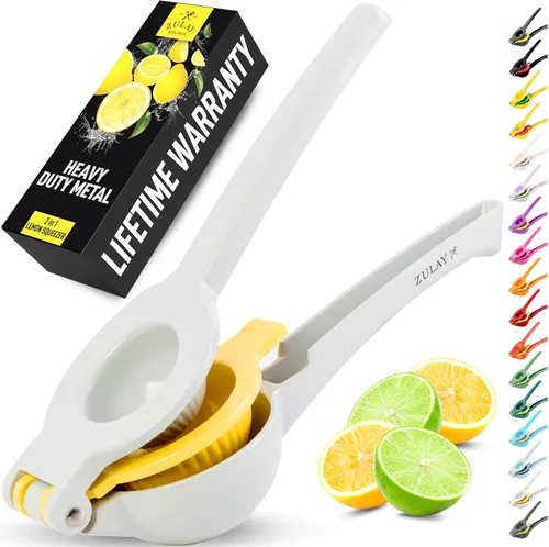 Miniatura 24 de Zulay Kitchen Exprimidor de limón 2 en 1 de metal - Exprimidor de mano de extracción máxima resistente que obtiene hasta la última gota - Exprimidor