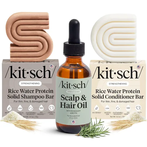 Miniatura 13 de Kitsch Barra de champú y gel de baño ultra sensible 2 en 1 + barra acondicionadora y jabón de afeitado – Jabón en barra sin fragancia para piel