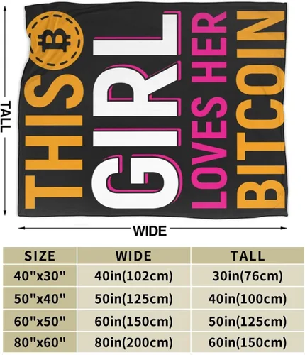 Miniatura 6 de Manta de franela con texto en inglés «This Girl Loves Her Bitcoin» para sofá o cama, suave y cómoda, de 40 x 30 pulgadas, antibolitas
