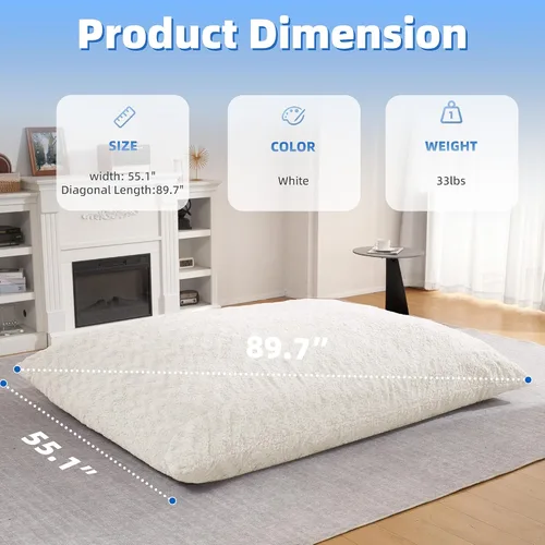 Miniatura 2 de HABUTWAY Silla de Puf 4 en 1, Sofá de Puf Gigante con Relleno de Espuma Viscoelástica, Silla de Puf para Adultos, Funda de Felpa Sintética Lavable a