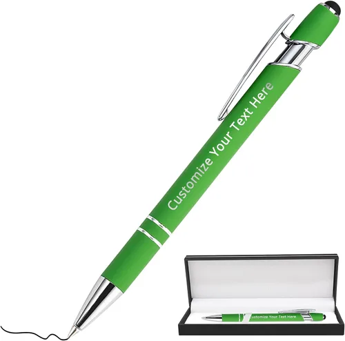 Miniatura 34 de Aolun 108 bolígrafos personalizados al por mayor con stylus grabado, bolígrafos personalizados, metal suave al tacto, grabado de nombre, logotipo
