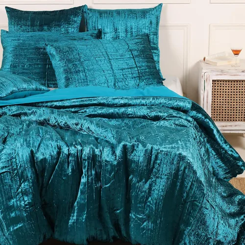 Miniatura 59 de Sophia-Art - Juego de 3 piezas de ropa de cama de terciopelo de rayón ultra lujo, funda de edredón boho de un solo color, funda de colcha