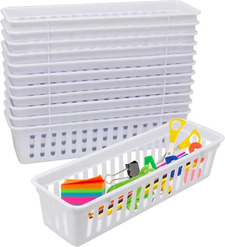 Miniatura 8 de Bandejas organizadoras para lápices o goma para el aula, cestas de suministros de oficina, bandejas de organización para el hogar, escuela, aula