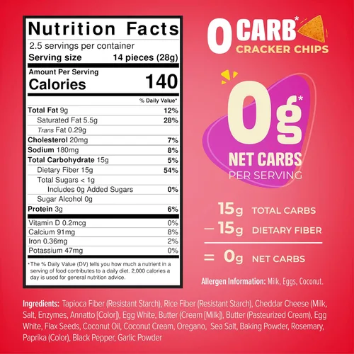 Miniatura 3 de Keto crackers cero carbohidratos sin azúcar (queso cheddar) deliciosas galletas bajas en carbohidratos sin gluten, saludables para adultos y niños