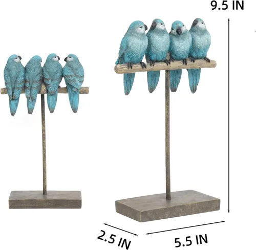 Miniatura 5 de Braxio Figuras de pájaro para decoración del hogar, decoración de resina de pájaro azul para estante mesa escritorio, acento decorativo moderno