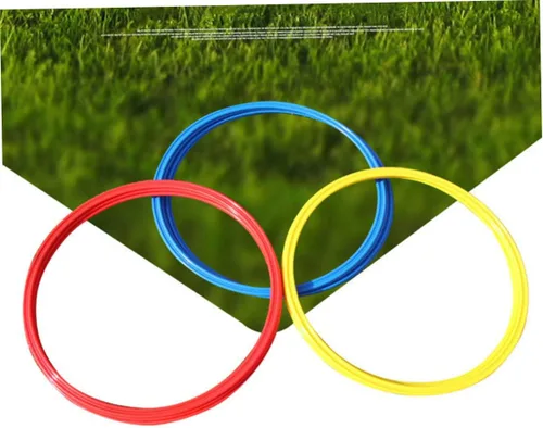 Miniatura 5 de BESPORTBLE Juego de pies 9 anillos de agilidad de fútbol en círculos de entrenamiento amarillo, rojo y azul