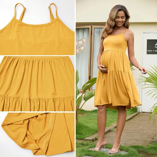Miniatura 115 de GINKANA Vestido de maternidad sin mangas para mujer, con tirantes ajustables, vestido casual de verano para uso diario o baby shower