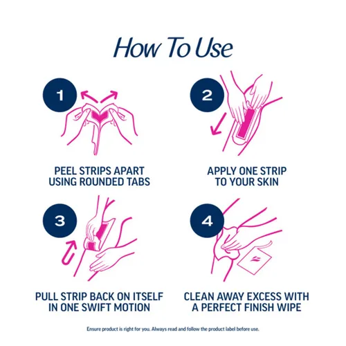 Miniatura 7 de Veet Kit de tiras de cera depiladoras dermatológicamente probadas, listas para usar, 40 unidades para piernas y cuerpo (paquete de 2)