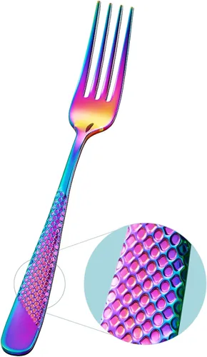Miniatura 4 de Xideman® Juego de tenedores martillados prémium (8.1 pulgadas), cubiertos de tenedores de acero inoxidable 18/10, 6 tenedores de metal
