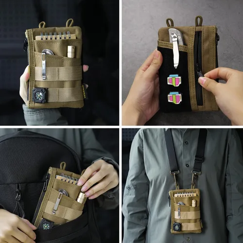 Miniatura 6 de VIPERADE VE18 EDC Bolsa, Organizador de Bolsillo para Hombres, Organizador de Bolsillo EDC, 3 Ranuras con 2 Bolsillos con Cremallera, Bolsa Caqui