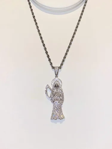 Miniatura 6 de Shop-iGold Colgante de plata de ley 925 con colgante de Papá Noel en forma de hielo de acero inoxidable de 0.079in, joyería para hombre, colgante