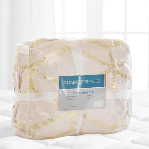 Miniatura 11 de Comfort Spaces Vivian juego de edredón ultra suave para todas las estaciones, ligero y moderno, ropa de cama con estampado geométrico, metálico