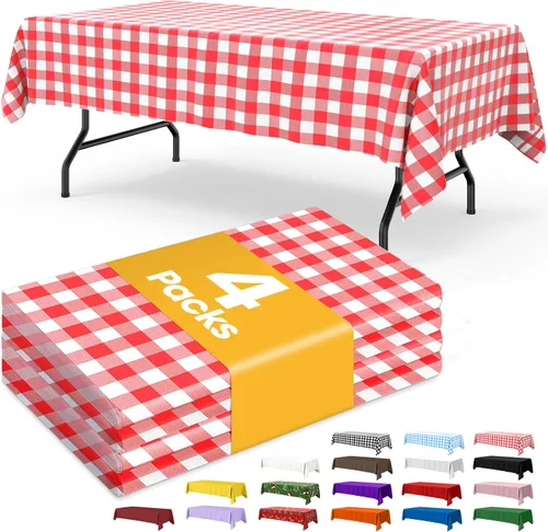 Miniatura 11 de Niuara Mantel de bandera estadounidense, paquete de 4 manteles patrióticos desechables de 54 x 108 pulgadas para mesas de 6 pies, decoraciones del 4
