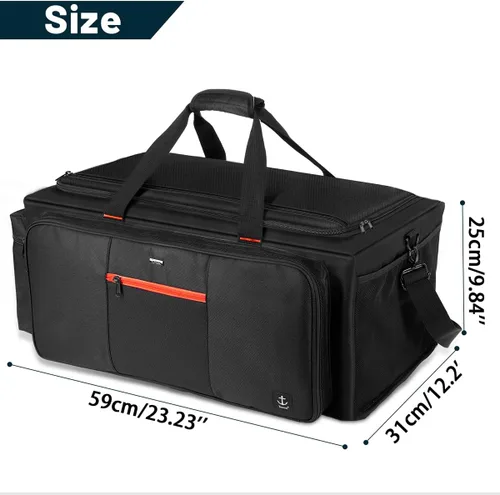Miniatura 6 de Bolsa de DJ grande incorporada resistente tablero de soporte, bolsa de cable de DJ con 9 divisores desmontables y correa acolchada para el hombro