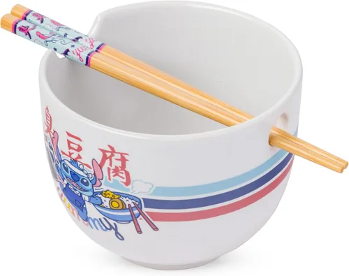 Miniatura 27 de Silver Buffalo Disney Lady and the Tramp Eating Noodles Chinese Love - Cuenco de ramen de cerámica con palillos, apto para microondas, 20 onzas