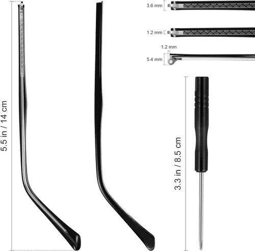 Miniatura 2 de iplusmile 1 par de patillas de repuesto de lentes de metal, lentes negros, brazos, piernas, kit de reparación de gafas (negro)