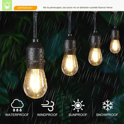 Miniatura 5 de VISTERLITE Bombillas LED de repuesto S14 inastillables, 2 W, equivalente a 11-25 vatios, blanco cálido 2200 K, tira de luces para exteriores