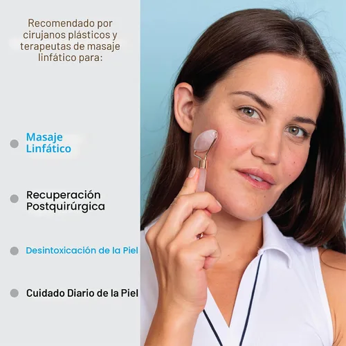 Miniatura 3 de Bruizex Juego de masajeador facial de drenaje linfático: rodillo facial de cuarzo rosa y herramienta facial Gua Sha para masaje linfático, alivio