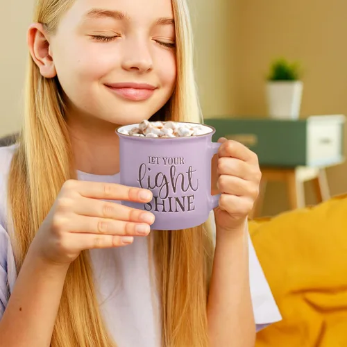 Miniatura 5 de Regalos de Arte Cristiano Taza de Café de Cerámica Estilo Campamento Lavanda – 13 oz. Taza de Café y Té Inspiradora con Escritura Bíblica Apto