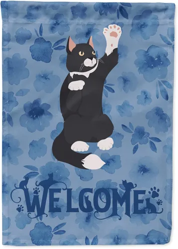 Miniatura 54 de Caroline's Treasures CK5047CHF Ojos Azules - Bandera de bienvenida con diseño de gato para casa de porche, grande, para colgar en la pared