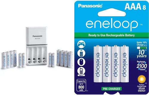 Miniatura 9 de Eneloop Panasonic K-KJ55MC84CZ Power Pack; 8AA, 4AA y batería avanzada de 3 horas cargador rápido y baterías recargables precargadas BK-4MCCA4BA AAA