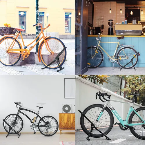 Miniatura 8 de RELIANCER Soporte de almacenamiento ajustable para bicicletas, estante de estacionamiento para bicicletas, soporte de rueda de bicicleta estable