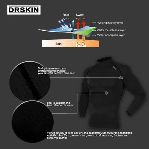 Miniatura 6 de DRSKIN Men's Compression Shirts Top Long Sleeve Baselayer Sports Running Workout Athletic Gym