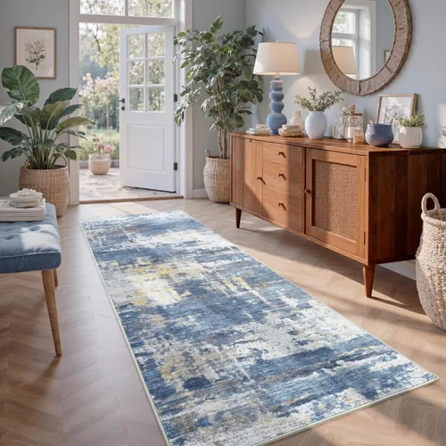 Miniatura 45 de Alfombra de pasillo lavable de 2 x 6 pies, antideslizante, de pelo bajo, alfombra de área de cocina, alfombra suave y larga para entrada, alfombra