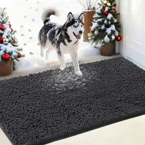 Miniatura 30 de IM HOME Tapete de chenilla absorbente para exterior 36" x 24", tapetes lavables antideslizantes para perros, tapete para puerta interior para Marrón