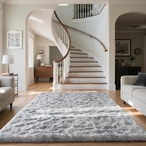 Miniatura 34 de Zentavio Alfombras de área para sala de estar, alfombras grises para dormitorio, alfombra de 4 x 6, alfombra mullida, peluda y suave, shag estética