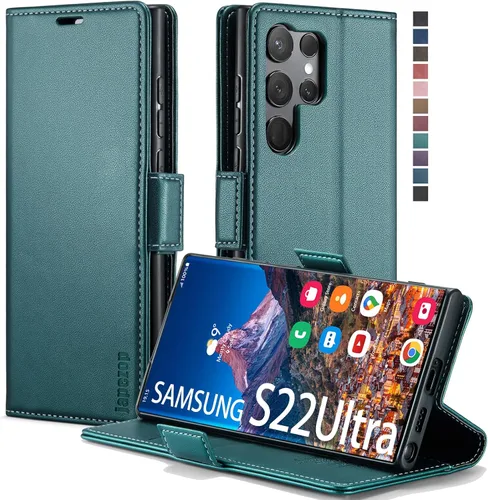 Miniatura 13 de Funda tipo cartera para Samsung Galaxy S22 5G con tarjetero y función atril, bloqueo magnético RFID, funda de piel con tapa para Galaxy S22 5G